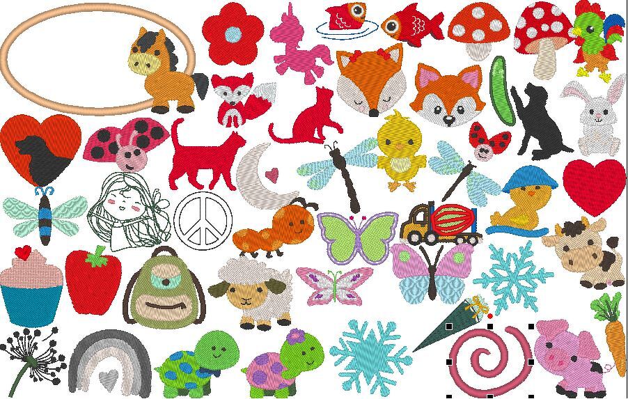 60 Minis 2.0 jeweils mit Button Mini Stickdatei