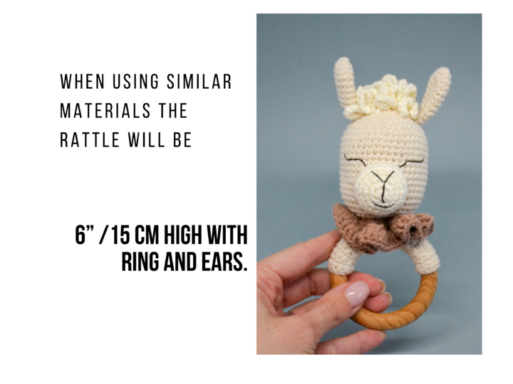 Crochet pattern llama baby rattle, alpaca teether toy, amigurumi pattern