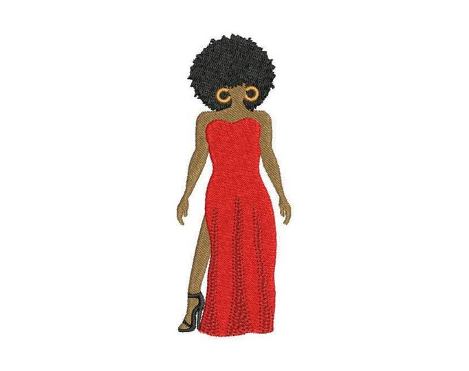 Black girl in a dress Embroidery Design