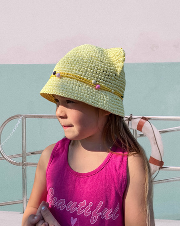 Kids bucket hat with ears crochet pattern PDF digital and video tutorial