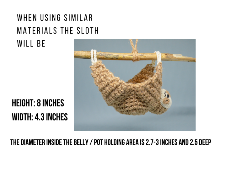 Hanging sloth plant holder, wall jute hanger, easy crochet pattern
