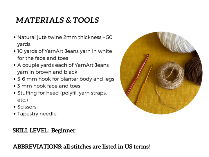 Hanging sloth plant holder, wall jute hanger, easy crochet pattern