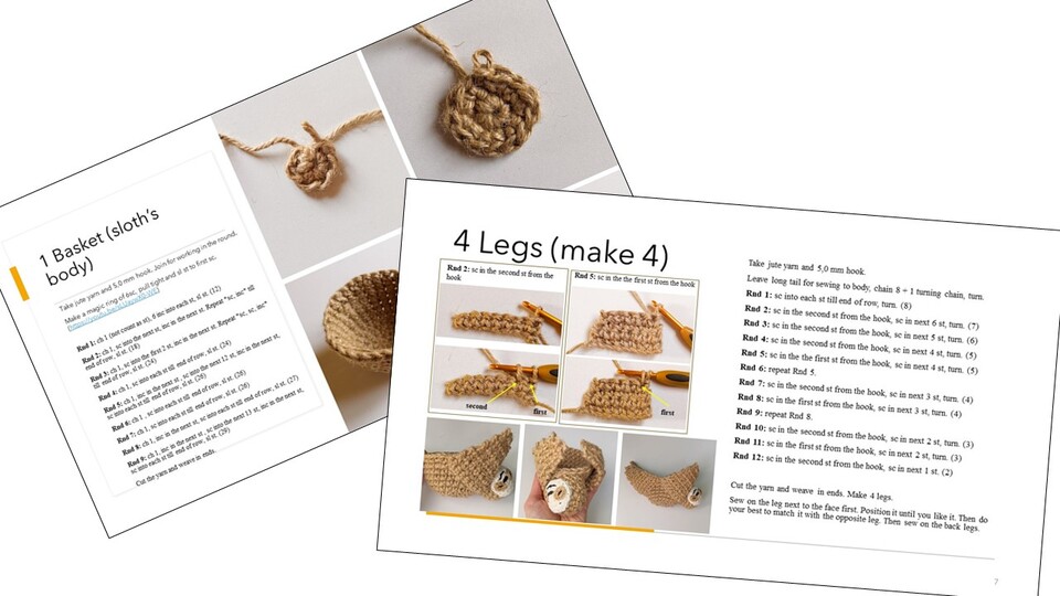 Hanging sloth plant holder, wall jute hanger, easy crochet pattern