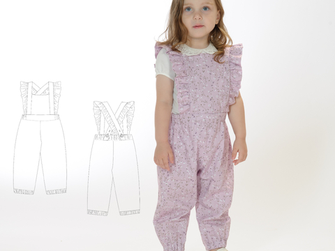 Girls Ruffle Overalls DAISY PDF Sewing Pattern 6m–7y