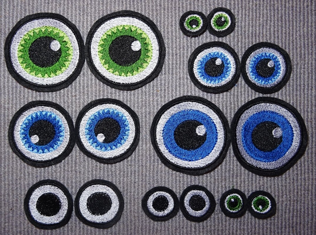 Stickdatei - runde Augen für Kuscheltiere Bettschlagen