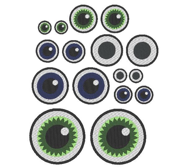 Stickdatei - runde Augen für Kuscheltiere Bettschlagen