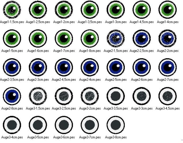 Stickdatei - runde Augen für Kuscheltiere Bettschlagen