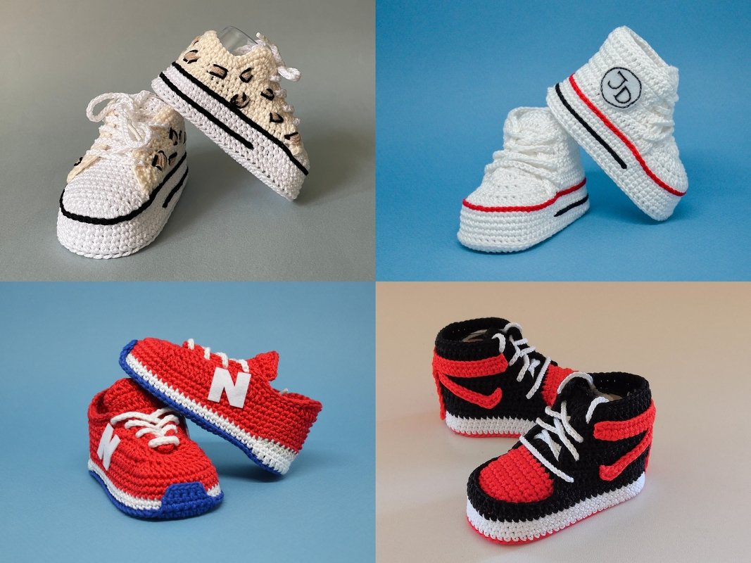 Crochet pattern bundle baby booties, set of 4 pattern, crochet baby shoes