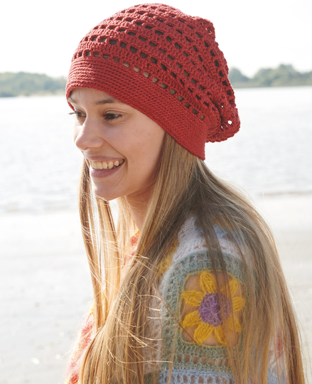 Häkelanleitung Boho-Mütze im Lochmuster