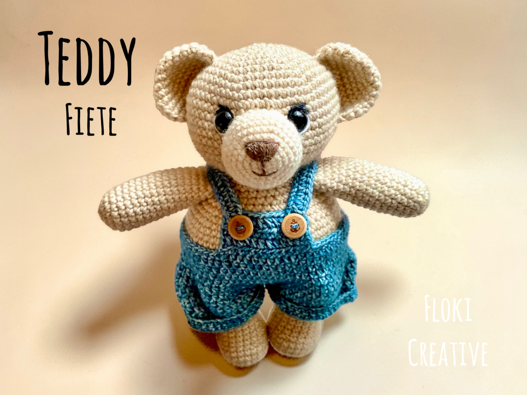 Teddy Fiete mit Latzhose, Häkelanleitung , Amigurumi, DIY