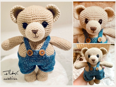 Häkelanleitung Teddy Fiete mit Latzhose, deutsch, Amigurumi