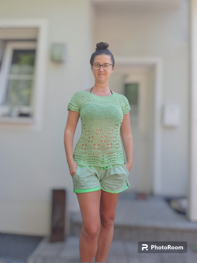 Häkelanleitung 2 in 1: Carmenshirt und Bandeau-Top Marlene am Strand