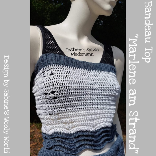 Häkelanleitung 2 in 1: Carmenshirt und Bandeau-Top Marlene am Strand