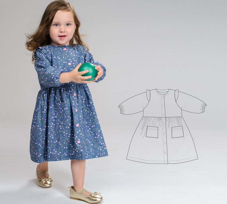 Schnittmuster Mädchenkleid MIMI – 2-in-1 Nähanleitung Gr. 68/74–116/122