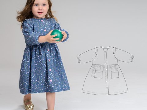 MIMI – Girls Dress Sewing Pattern with Ruffle Sleeves PDF (6m–7y)