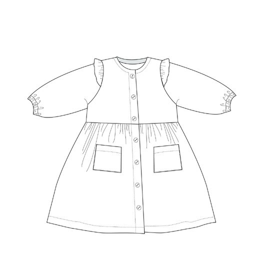 Girls Dress MIMI with Ruffles PDF Sewing Pattern 6m–7y