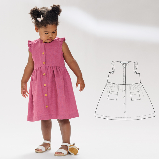 Mädchenkleid MIMI mit Volants Schnittmuster 68/74–116/122