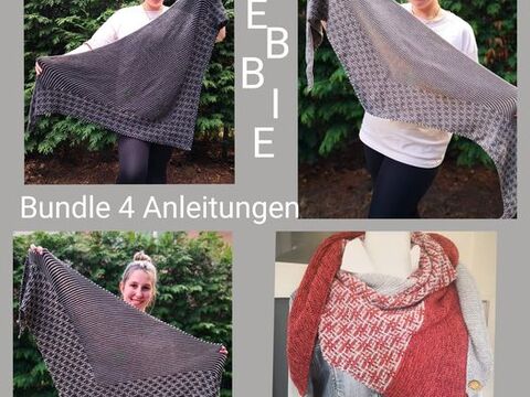 Debbie - gestricktes Tuch  Bundle von 4 Modellen A, B, C + D