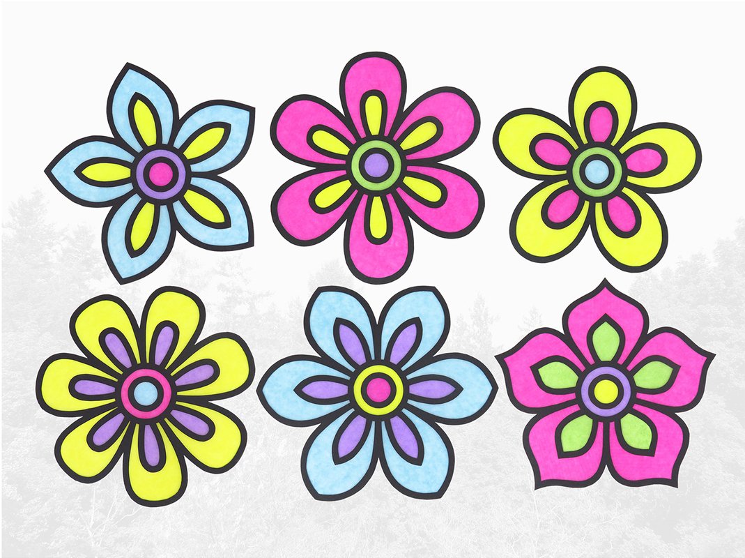 Fensterbilder – Blumen in Pastellfarben – Bastelanleitung und Vorlagen