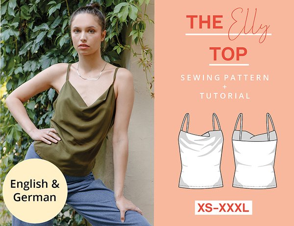 Sewing pattern top with spaghetti straps XS-XXXL easy with video tutorial