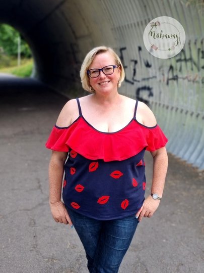 Schnittmuster Shirt und Kleid mit Spaghettiträgern und Volant Gr. 32 - 56