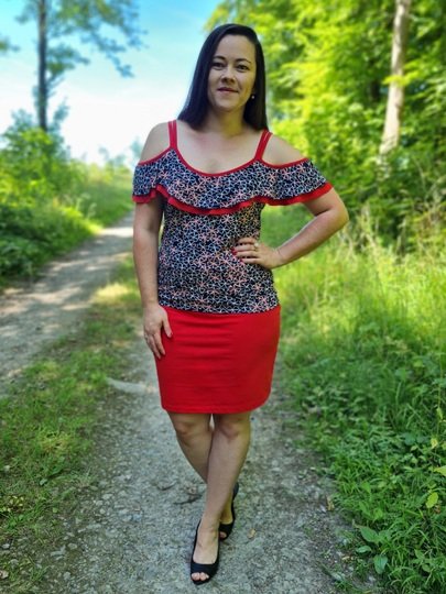 Schnittmuster Shirt und Kleid mit Spaghettiträgern und Volant Gr. 32 - 56