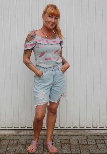 Schnittmuster Shirt und Kleid mit Spaghettiträgern und Volant Gr. 32 - 56