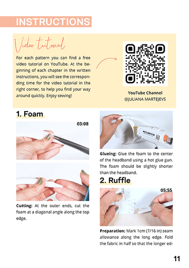 Sewing pattern scrunchie headband, easy for beginners with video tutorial