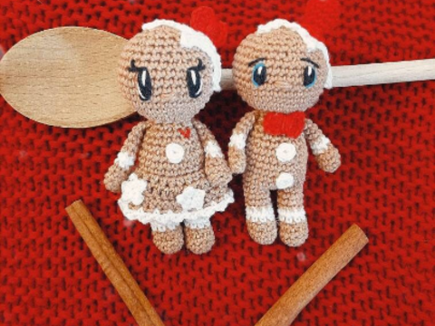 Häkelanleitung Lebkuchenpärchen | Sprache:Deutsch