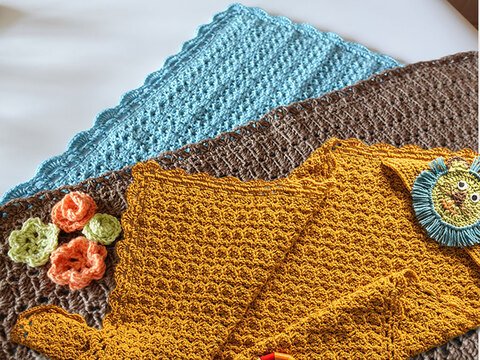 3 Babydecken, gehäkelt