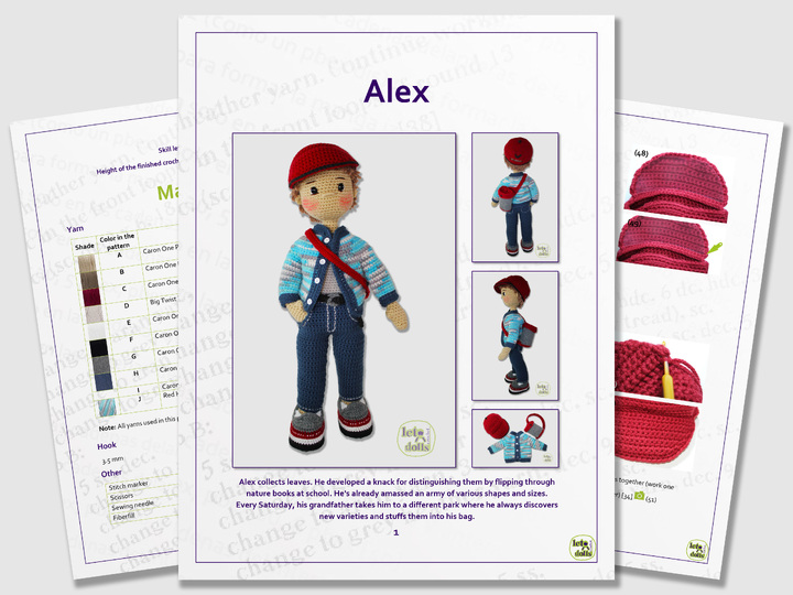 Alex, Large Crochet Doll Pattern, Amigurumi, 21"/ 53 cm Tall