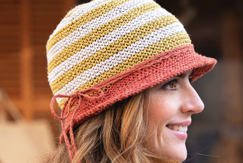 Bucket Hat / PDF-Strickanleitung für gestreiften Sommerhut