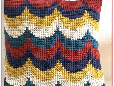 Kissen Grafik-Wellen tunesisch Häkeln
