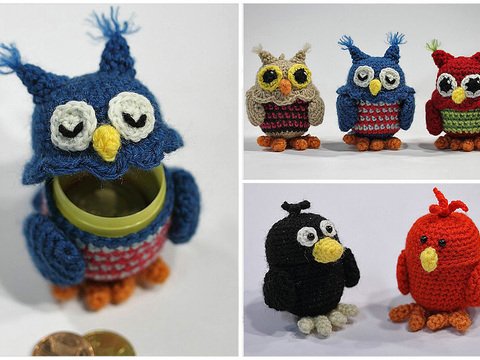 Häkelanleitung Ü-Pet Vögel Eule, Rabe und Papagei