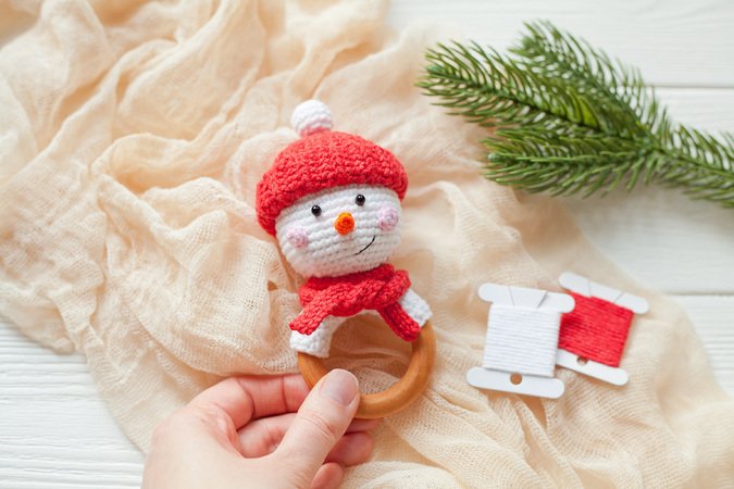 Snowman Baby Rattle - Crochet Pattern