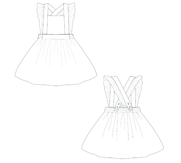 Latzkleid Schnittmuster LIVIA – Rüschenkleid 68/74–116/122