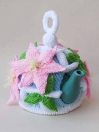 Floral Clematis Birdcage Tea Cosy Knitting Pattern