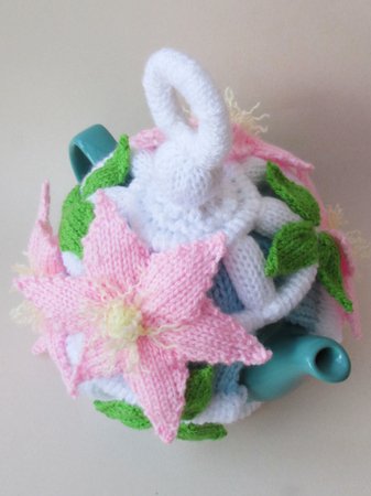Floral Clematis Birdcage Tea Cosy Knitting Pattern