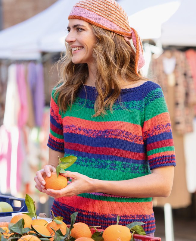 Strickanleitung Strickpullover Top-Down im Streifenlook - Bild 2