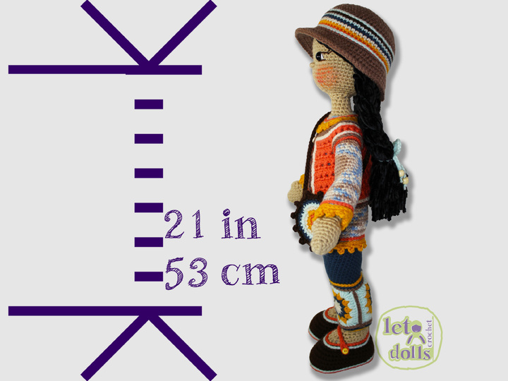 Cara, Large Crochet Doll Pattern, Amigurumi, 21"/53cm Tall