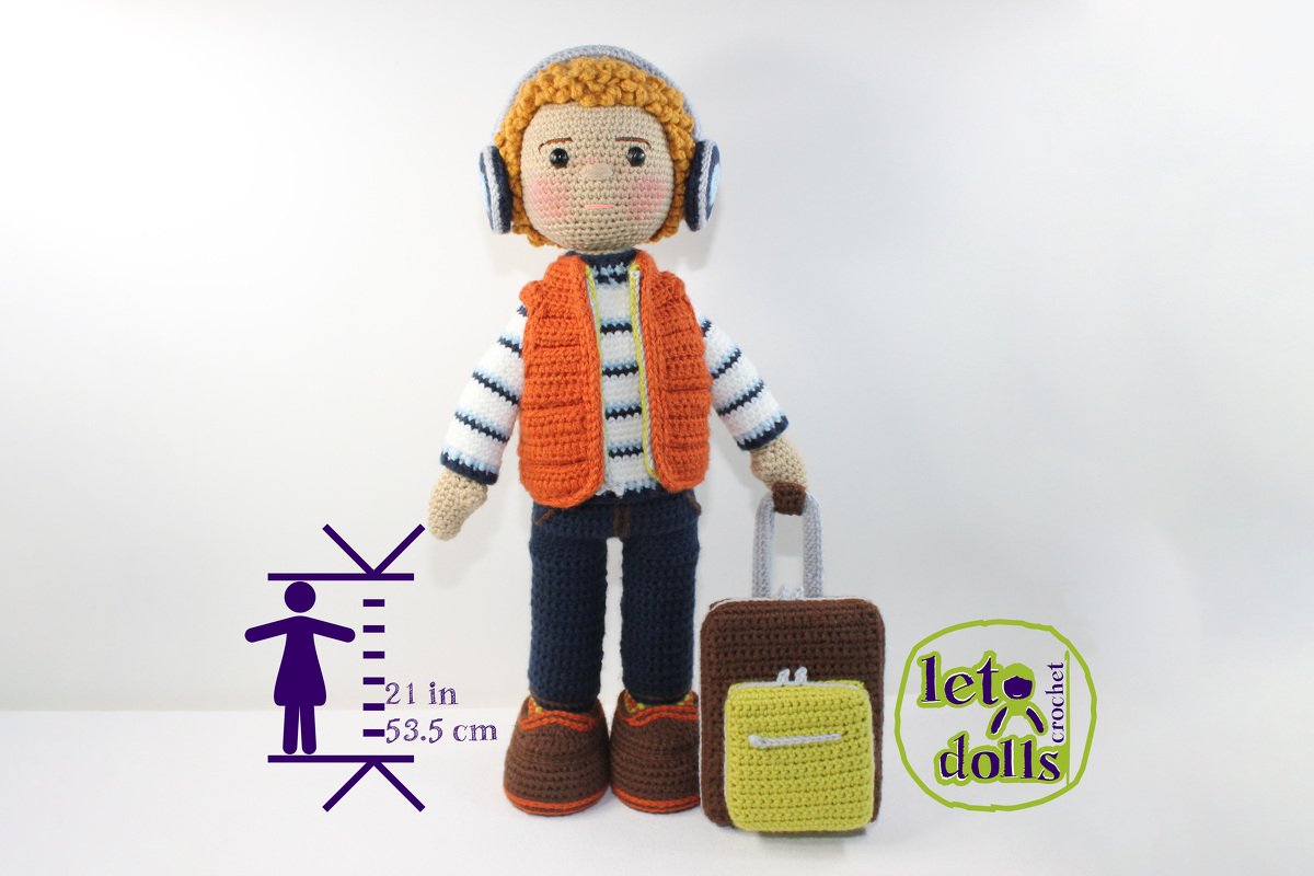 Dan, Large Crochet Doll Pattern, Amigurumi, 21"/ 53 cm Tall