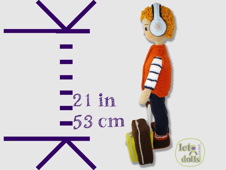 Dan, Large Crochet Doll Pattern, Amigurumi, 21"/ 53 cm Tall