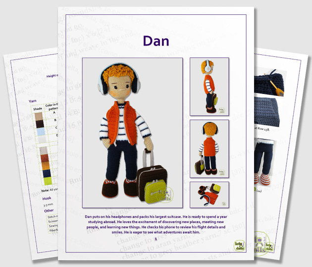 Dan, Large Crochet Doll Pattern, Amigurumi, 21"/ 53 cm Tall