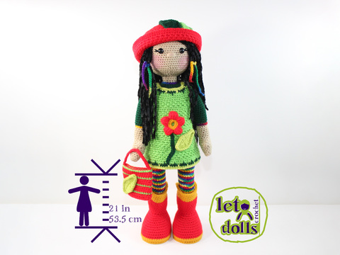 Emma, Large Crochet Doll Pattern, Amigurumi, 21&quot;/ 53 cm Tall