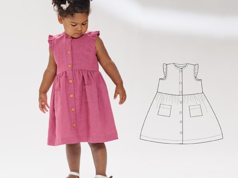 MIMI – Girls Dress Sewing Pattern PDF with Ruffles (Sizes 6M–7Y)