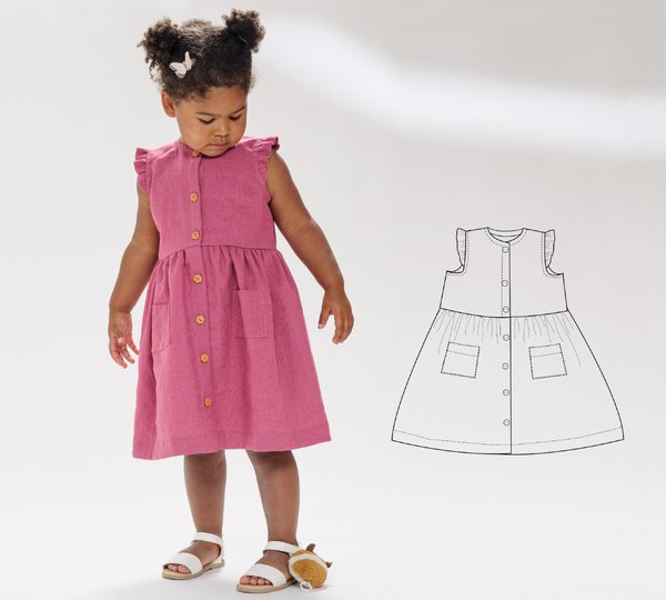 MIMI – Schnittmuster Mädchenkleid mit Rüschen PDF (Gr. 68–122)