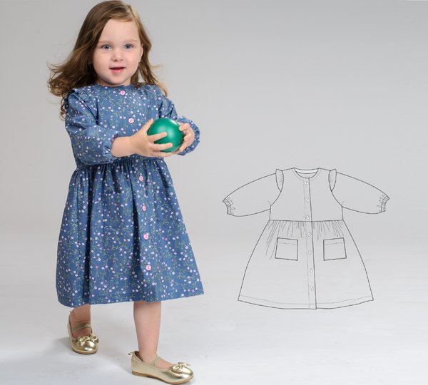 MIMI – Schnittmuster Mädchenkleid mit Rüschen PDF (Gr. 68–122)