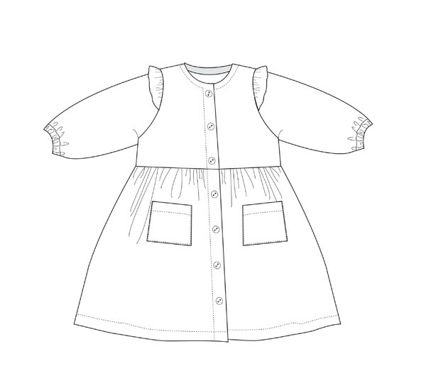 MIMI – Schnittmuster Mädchenkleid mit Rüschen PDF (Gr. 68–122)