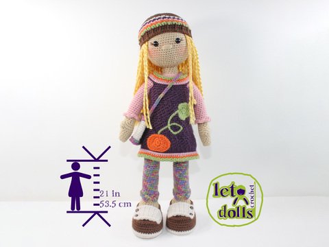 Gabi, Large Crochet Doll Pattern, Amigurumi, 21"/ 53 cm Tall