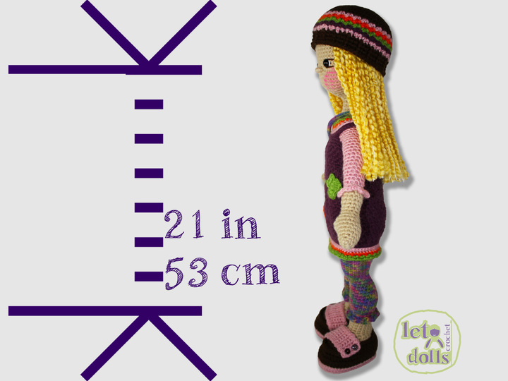 Gabi, Large Crochet Doll Pattern, Amigurumi, 21"/ 53 cm Tall